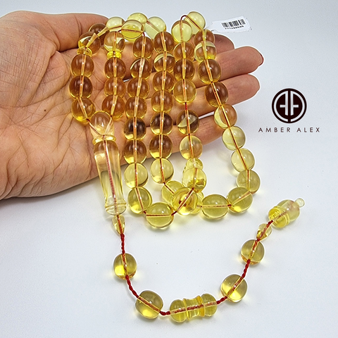 Transparent Amber Egg Shape 12  mm Islamic Prayer Beads