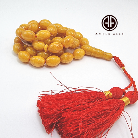 Antique Amber Olive Shape 12x16 mm Islamic Prayer Beads