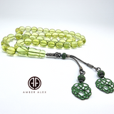 Green Amber Egg Shape Beads 14x13mm Islamic Prayer Beads