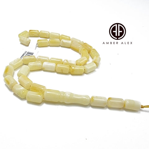 Yellow With White Amber Barrel Shape 6mm Islamic Prayer