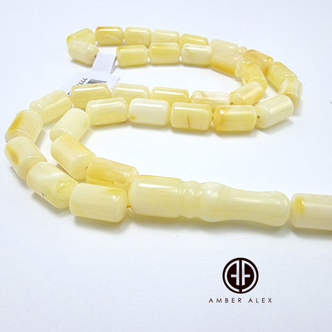 Yellow With White Amber Barrel Shape 6mm Islamic Prayer