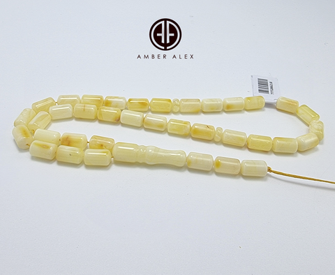 Yellow With White Amber Barrel Shape 6mm Islamic Prayer