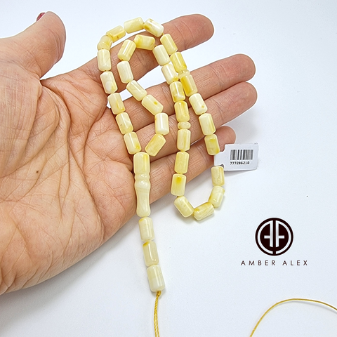 Yellow With White Amber Barrel Shape 6mm Islamic Prayer