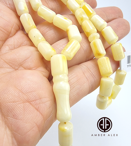 Yellow With White Amber Barrel Shape 6mm Islamic Prayer