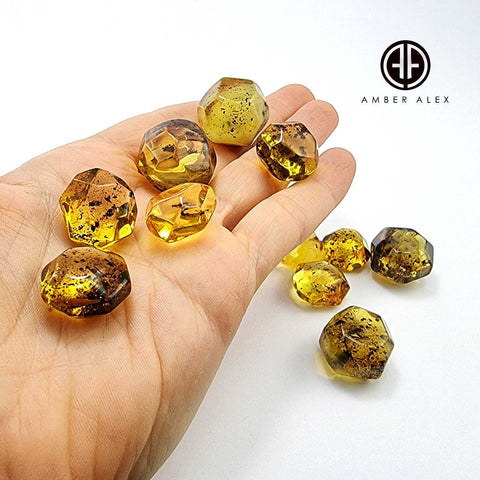 Fossil Amber Crystal Cut Shape Stones