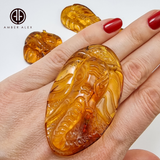 Cognac Amber Carved Elephant Cabochons