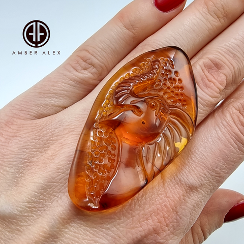 Cognac Amber Carved Elephant Cabochons