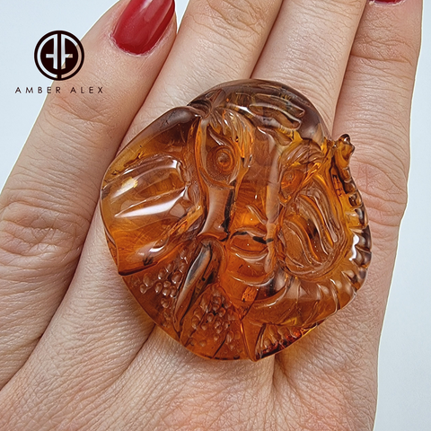 Cognac Amber Carved Elephant Cabochons