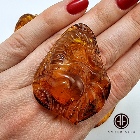 Cognac Amber Carved Elephant Cabochons