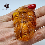 Cognac Amber Carved Elephant Cabochons