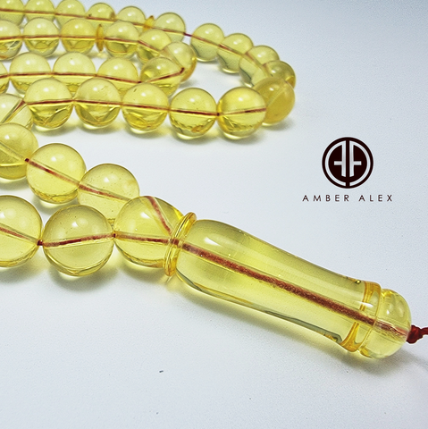 Transparent Amber Round Shape 12.5 mm Islamic Prayer Beads