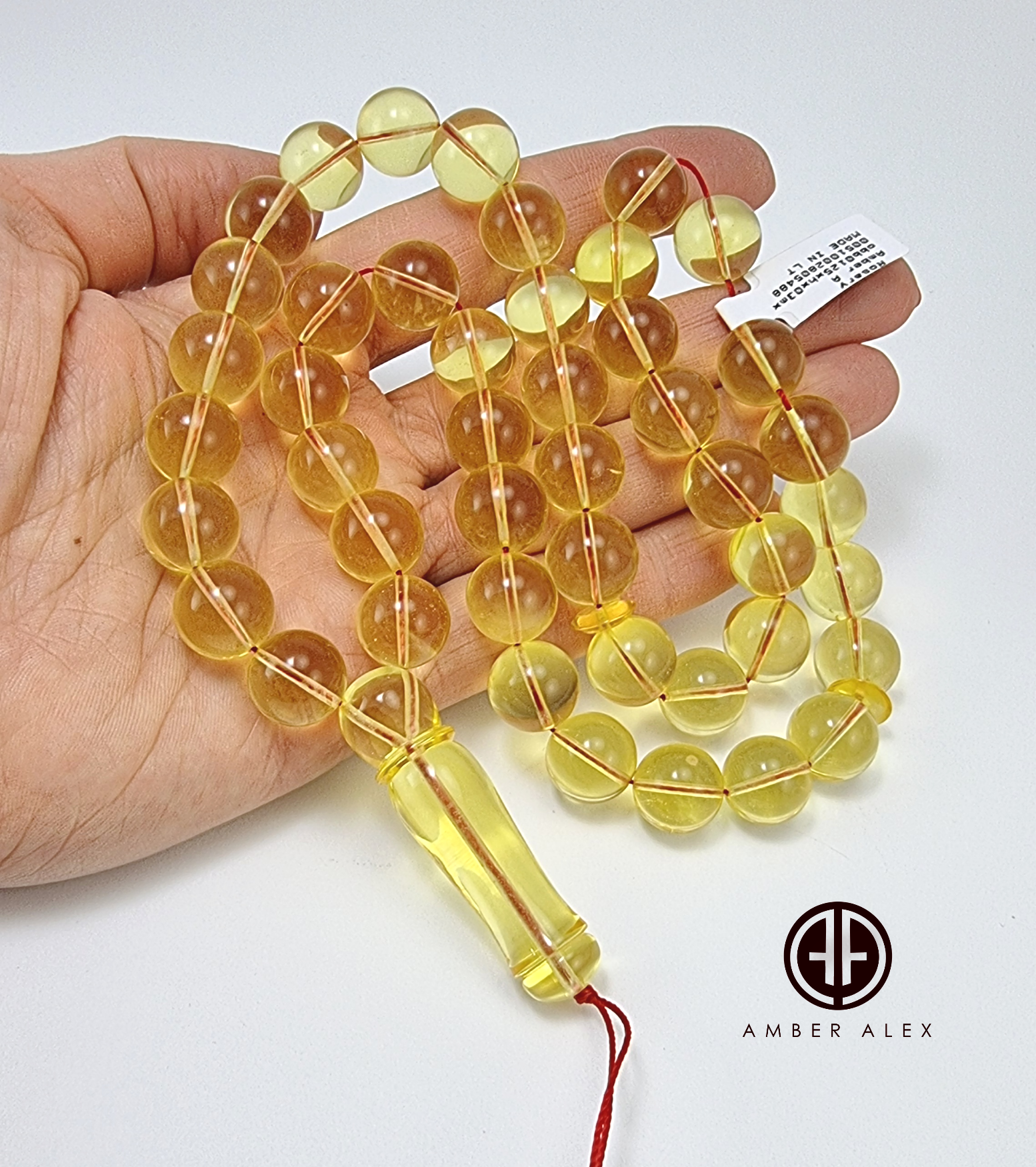 Transparent Amber Round Shape 12.5 mm Islamic Prayer Beads