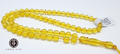 Transparent Amber Round Shape 5.5 mm Islamic Prayer Beads