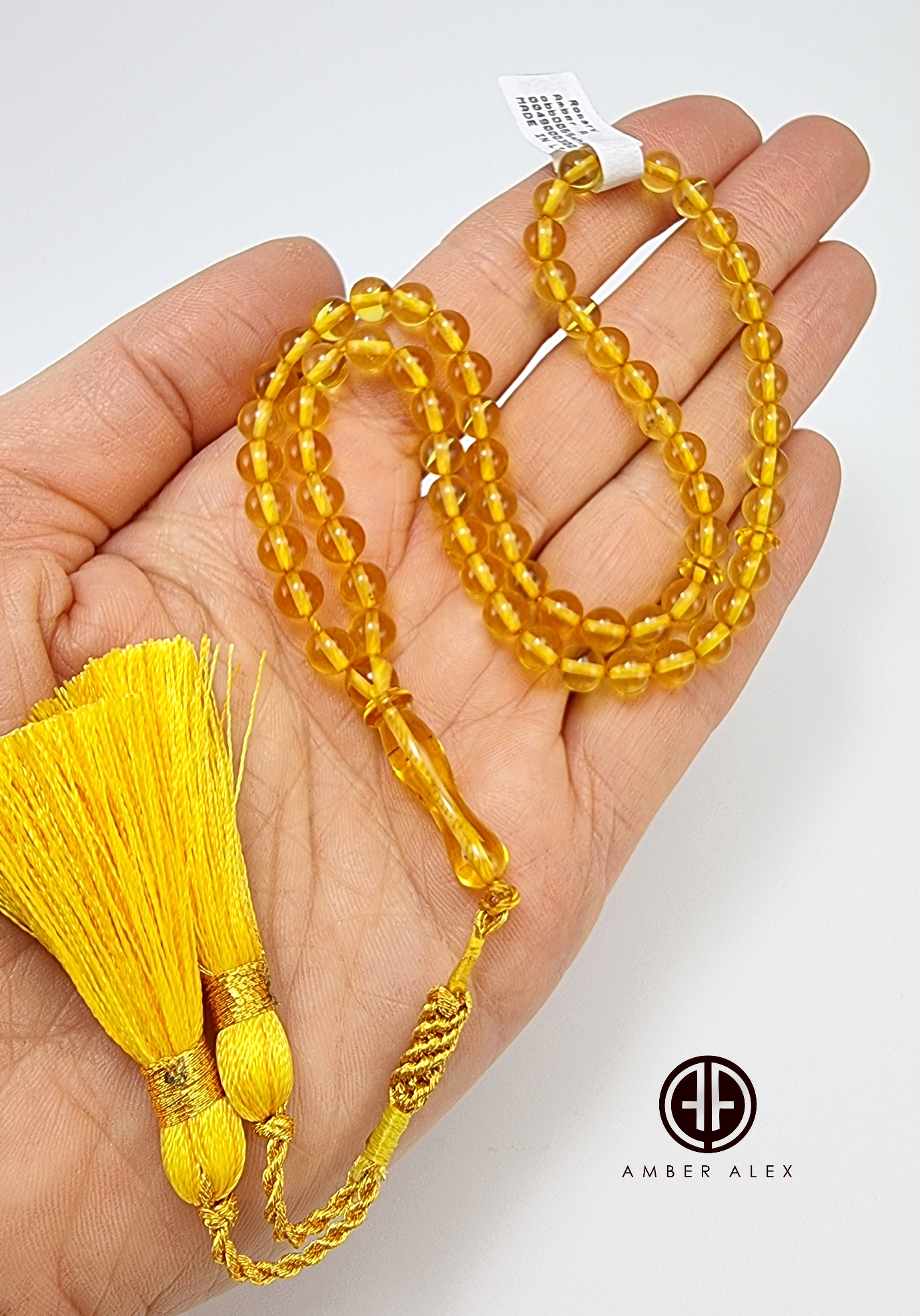 Transparent Amber Round Shape 5.5 mm Islamic Prayer Beads