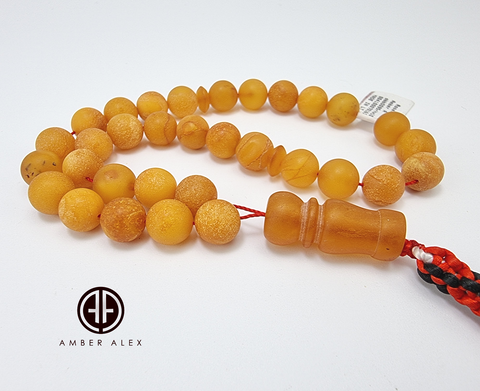 Antique Amber Round Shape 9.5mm Islamic Prayer Beads