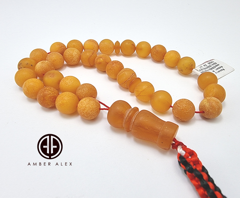 Antique Amber Round Shape 9.5mm Islamic Prayer Beads