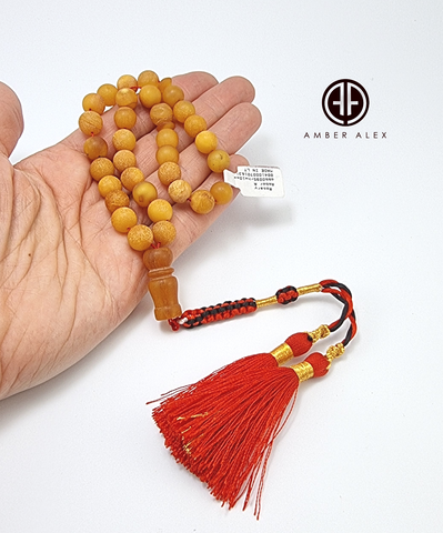 Antique Amber Round Shape 9.5mm Islamic Prayer Beads