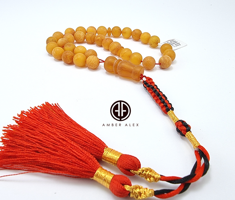 Antique Amber Round Shape 9.5mm Islamic Prayer Beads