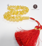Yellow With White Amber Round Shape 14mm Islamic Rosary Beads