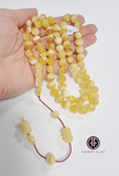 White With Transparent Amber Round Shape 10 mm Islamic Prayer Beads