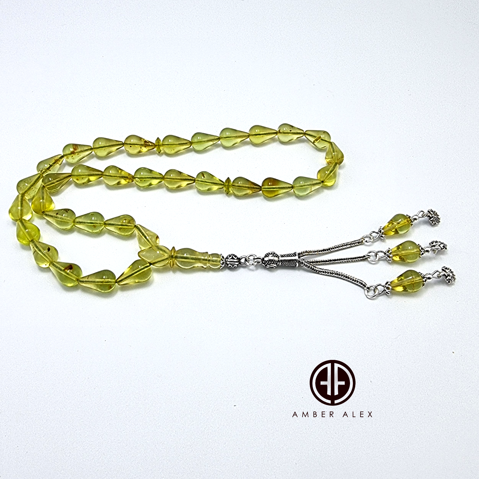 Green Amber Drop Shape Beads 12x8 mm Islamic Prayer Beads