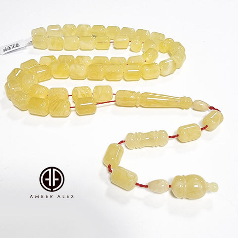 Yellow With White Amber Barrel Shape 10 mm Islamic Prayer