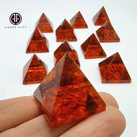 Cognac Amber Pyramid Figurine