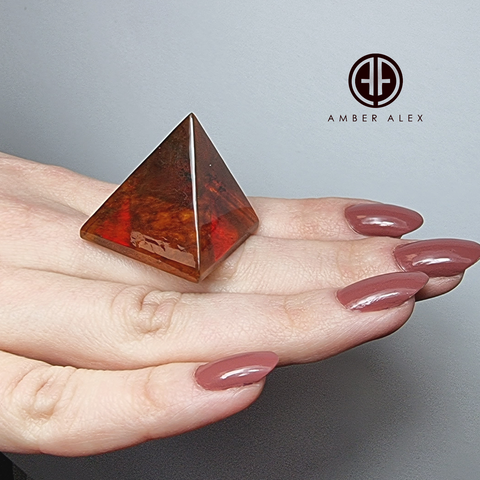 Cognac Amber Pyramid Figurine