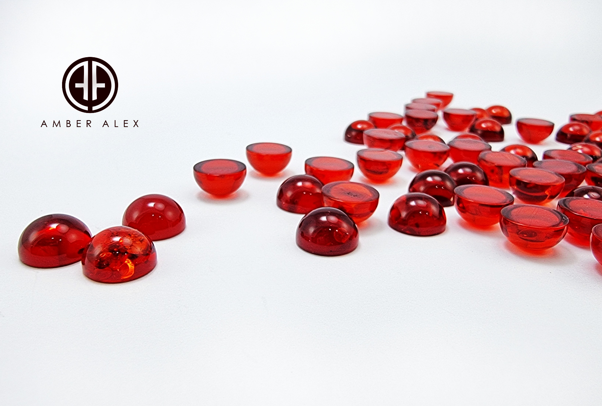 Red Amber Calibrated Round Cabochons