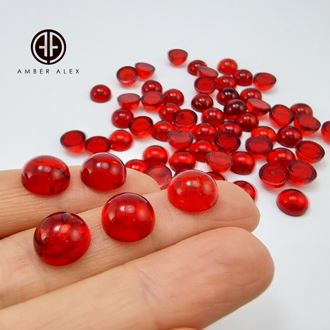 Red Amber Calibrated Round Cabochons