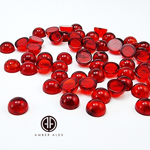 Red Amber Calibrated Round Cabochons