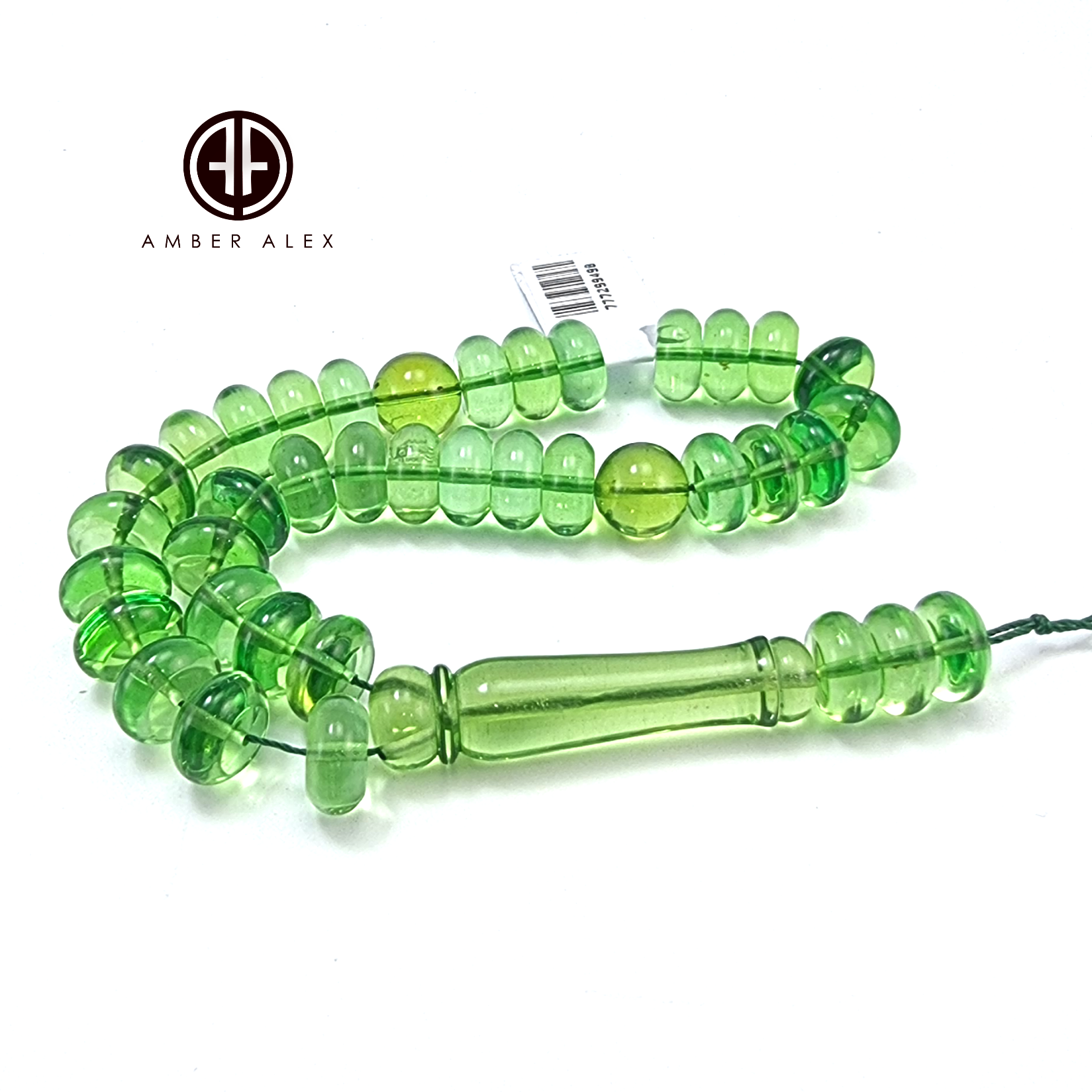 Green Amber Tablet Shape Beads 10x5 mm Islamic Prayer Beads