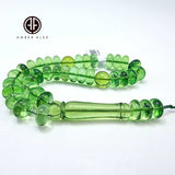 Green Amber Tablet Shape Beads 10x5 mm Islamic Prayer Beads