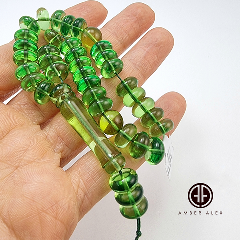 Green Amber Tablet Shape Beads 10x5 mm Islamic Prayer Beads