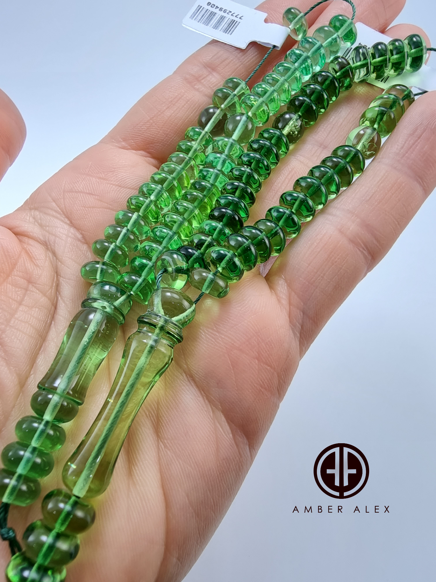 Green Amber Tablet Shape Beads 8x4 mm Islamic Prayer Beads