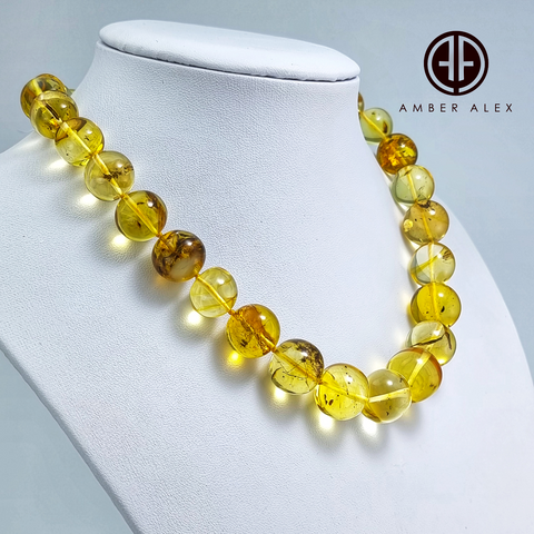 Natural Amber Baroque Necklace With Insect