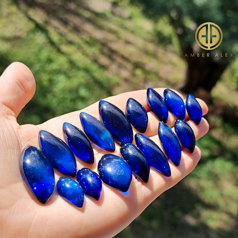 Blue Amber Marquise Shape Cabochons