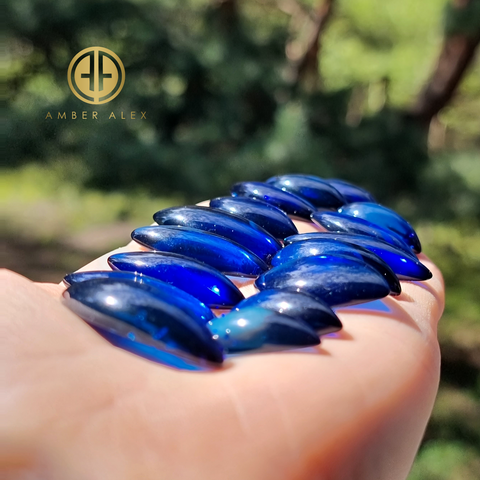 Blue Amber Marquise Shape Cabochons