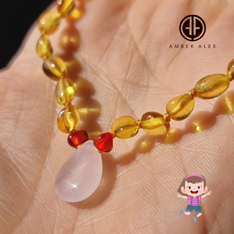 "KIDDO" Lemon Amber Baroque Beads Baby Necklace