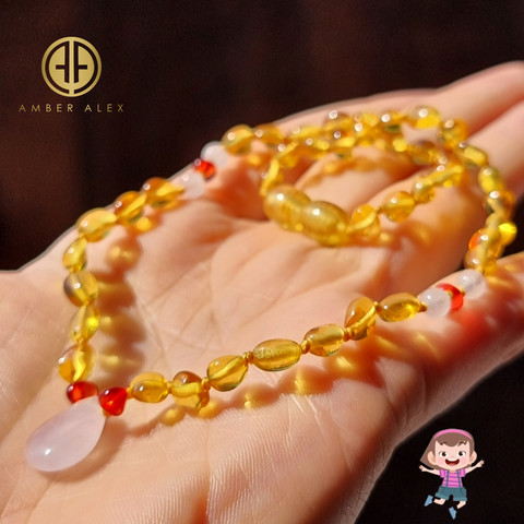 "KIDDO" Lemon Amber Baroque Beads Baby Necklace