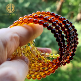 Rainbow Amber Round Beads Stretch Bracelet