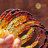 Gradient Color Amber Round & Barrel Beads Stretch Bracelet