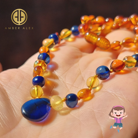 "KIDDO" Multi-Color Amber Baroque Beads Baby Necklace