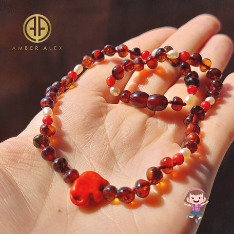 "KIDDO" Cherry Amber Baroque Beads Baby Necklace