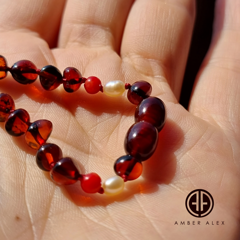 "KIDDO" Cherry Amber Baroque Beads Baby Necklace