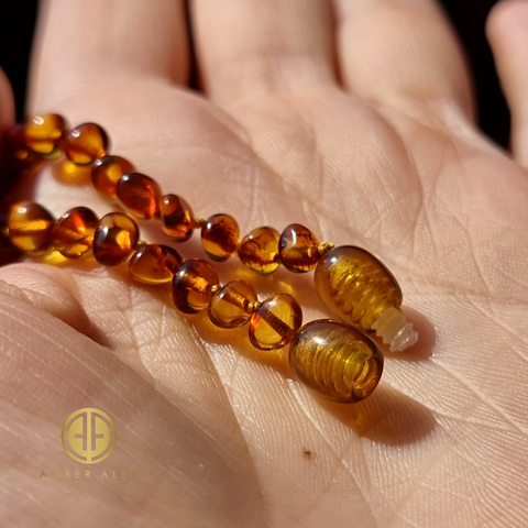 "KIDDO" Cognac Amber Baroque Beads Baby Necklace