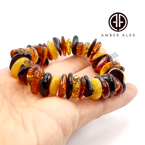 Multi-Color Amber Chips Stretch Bracelet