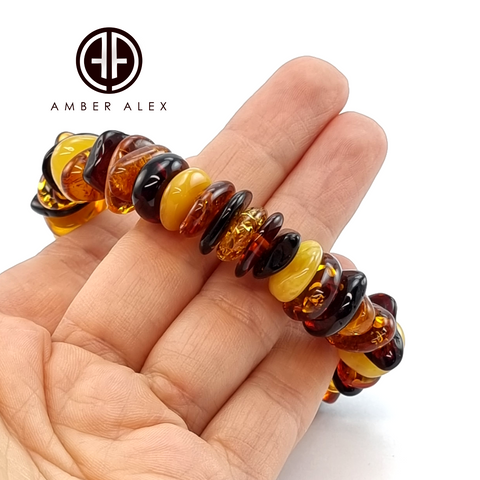 Multi-Color Amber Chips Stretch Bracelet