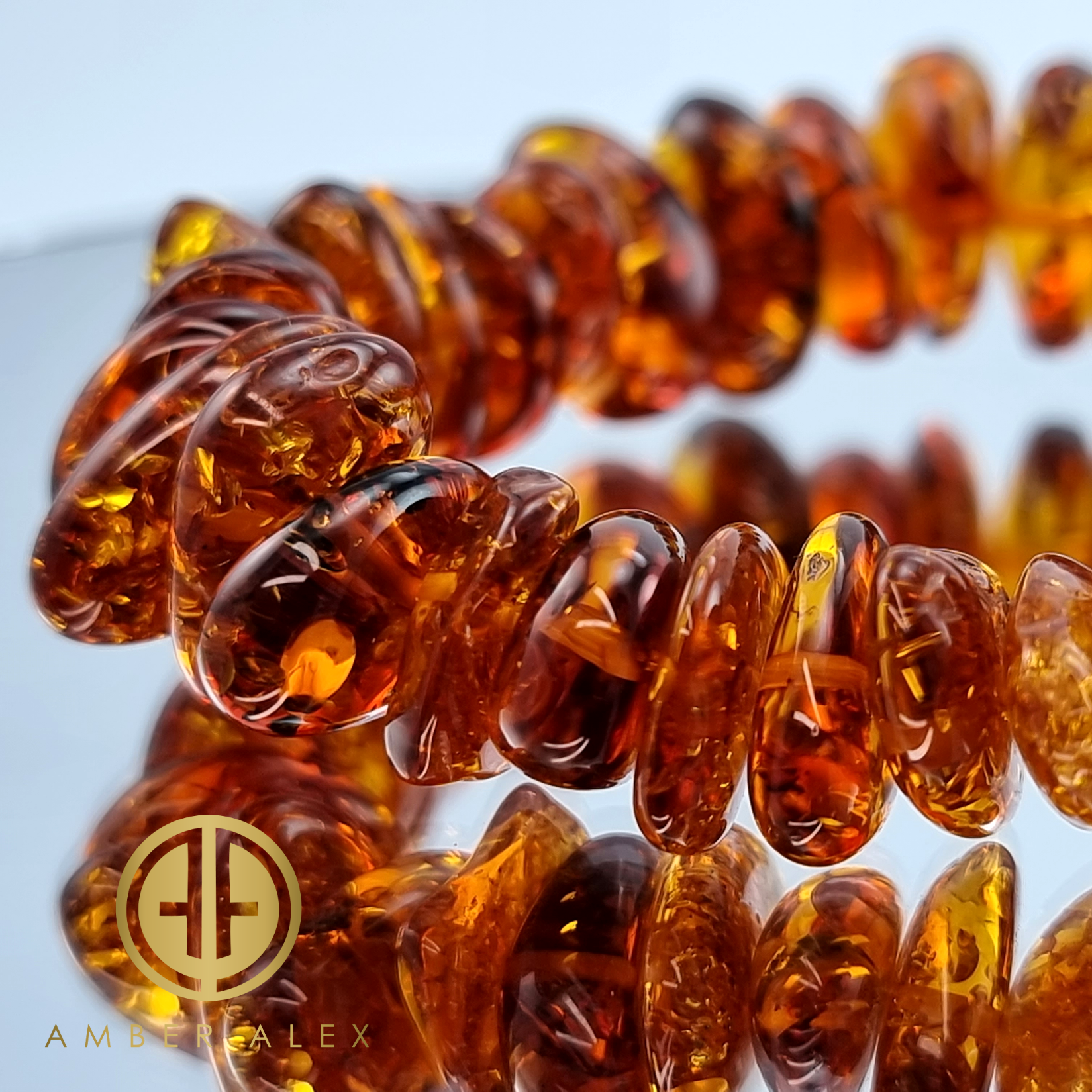 Cognac Amber Chips Stretch Bracelet