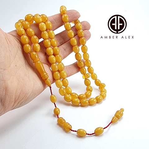 Antique Amber Egg Shape 8.5x10 mm Islamic Prayer Beads